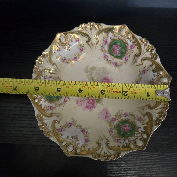 VINTAGE RS PRUSSIA THREE FOOTED BOWL CANDY DISH ANTIQUE RARE - Picture 6 of 7